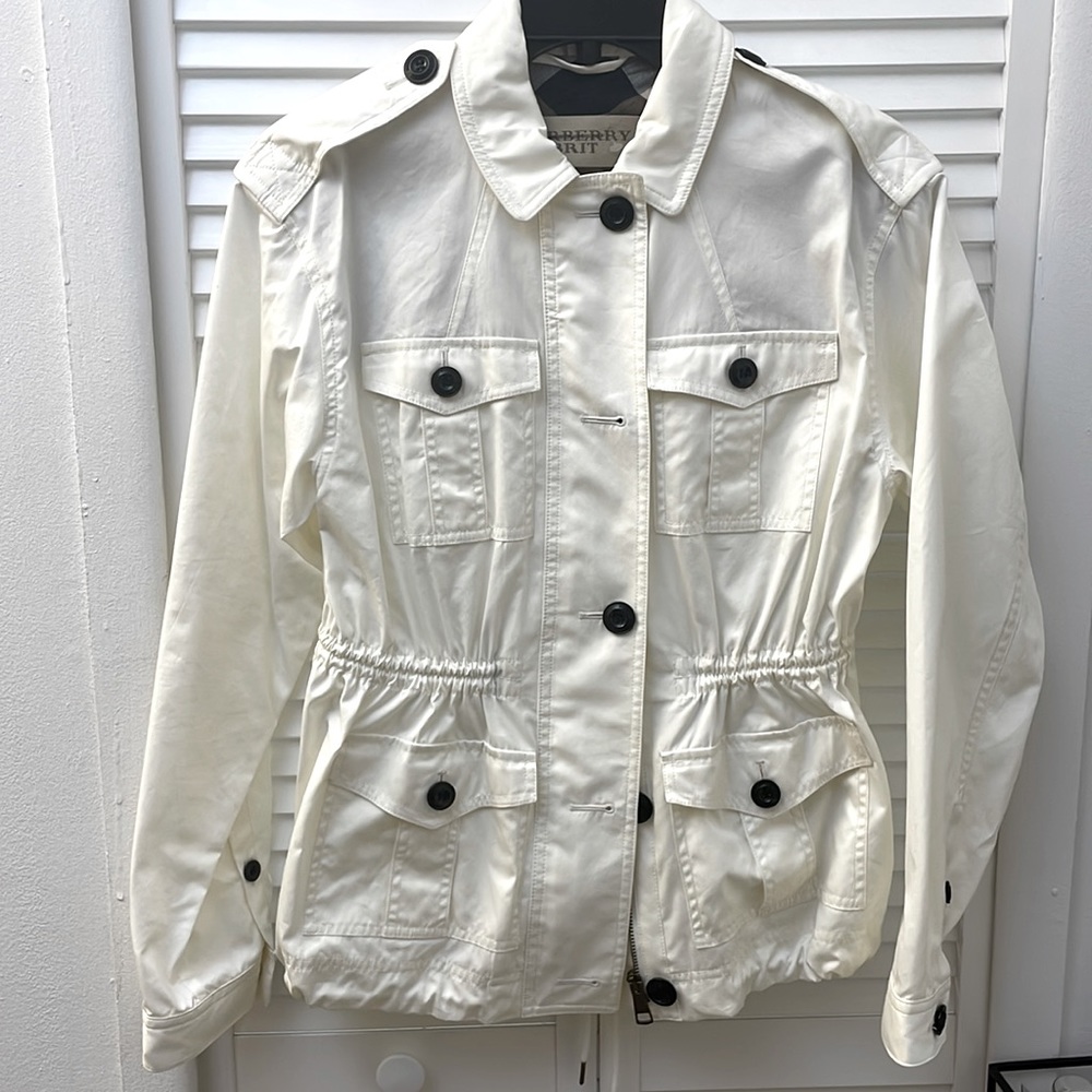 Burberry Brit safari jacket size 8 in ivory white